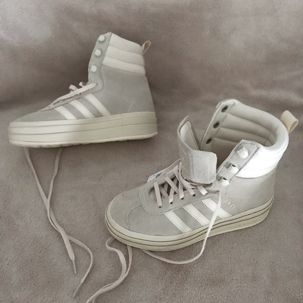 Women’s 5 ADIDAS Gazelle Wonder White High Top Lace Up Platform Sneaker Boot NWT - Picture 6 of 16